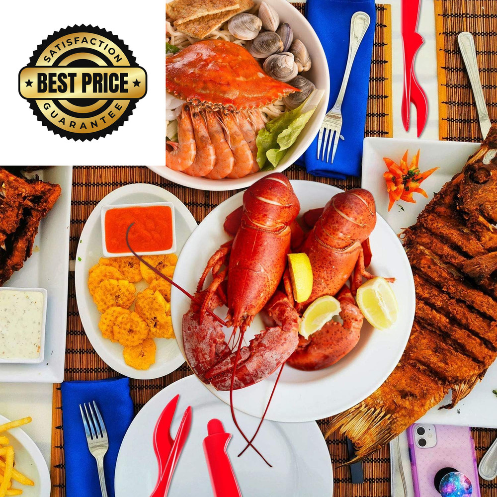 Crab and Lobster Tools - Leg Crackers Picks Set, 7pcs, Blue