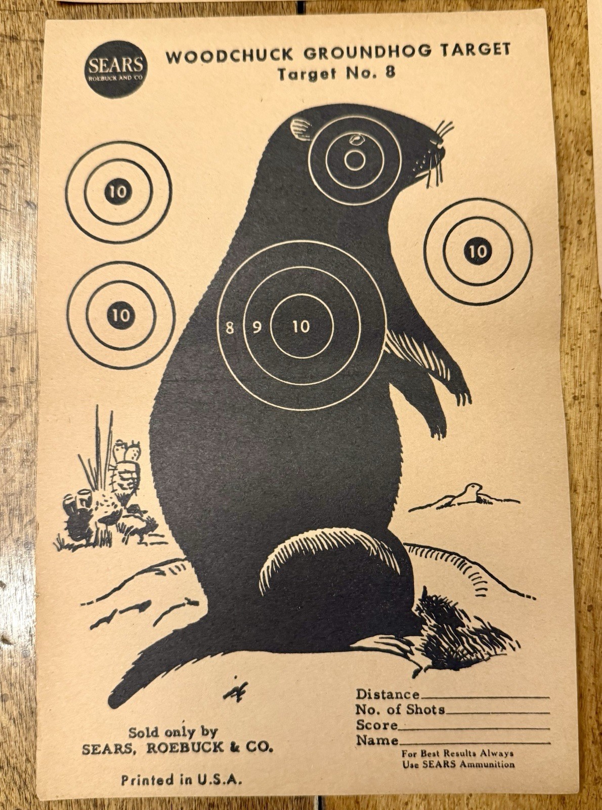 12 VINTAGE Sears & Roebuck Paper Shooting Targets Squirrel Woodchuck Jack Rabbit
