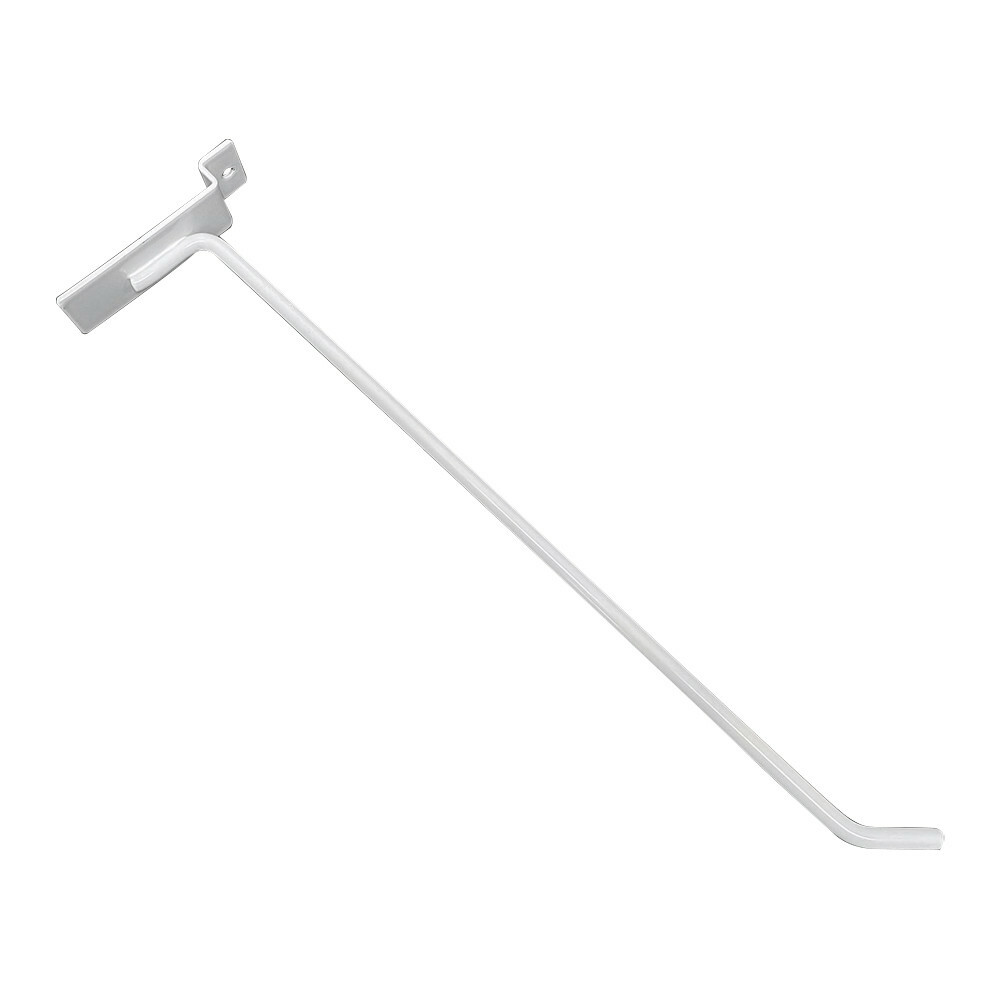 12" Gloss White Slatwall Panel Hooks Display Hooks,Single Rod Hooks - Pack 24