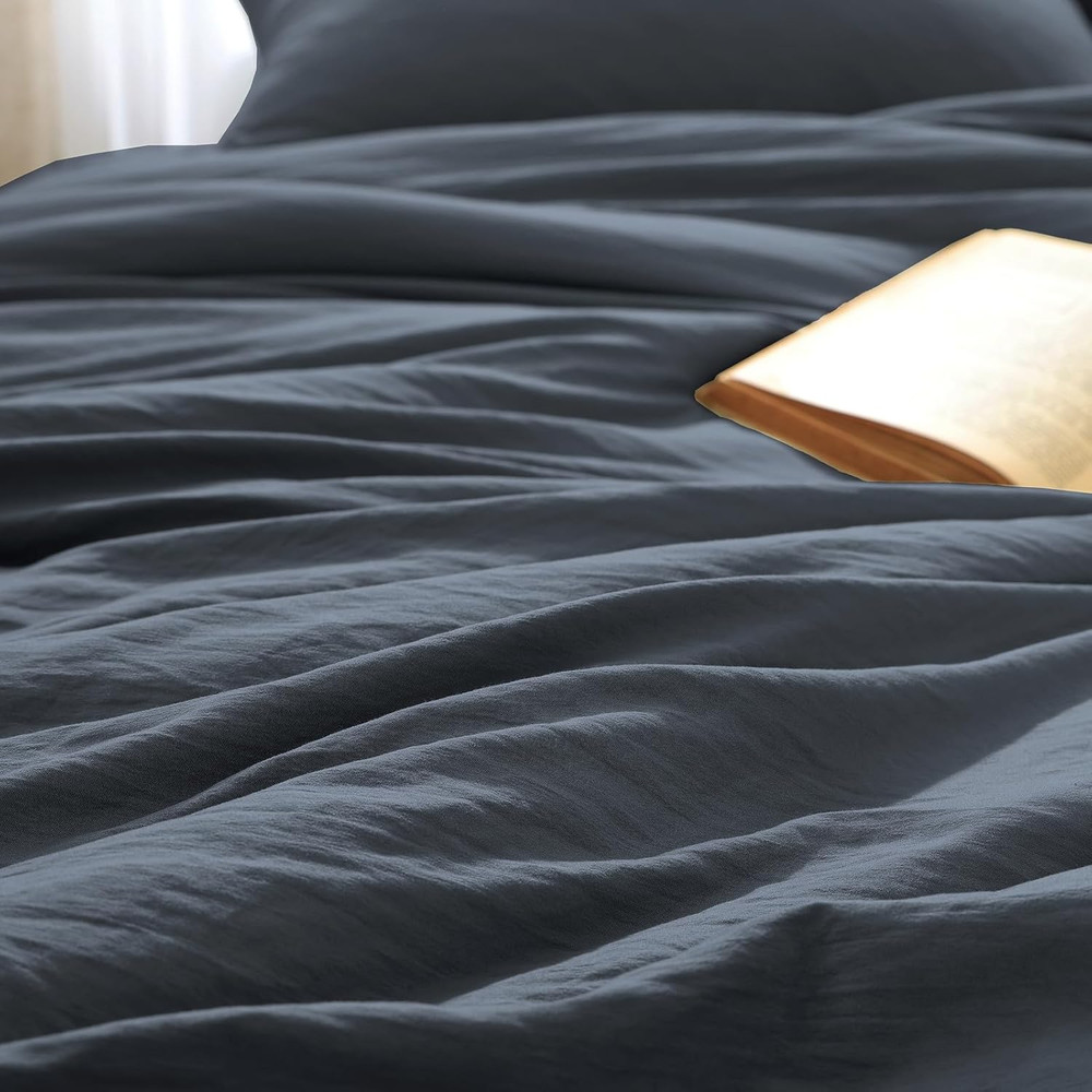 Queen Comforter Set - 3 Pieces Prewashed Blue Grey Comforter Soft Lightweight fo