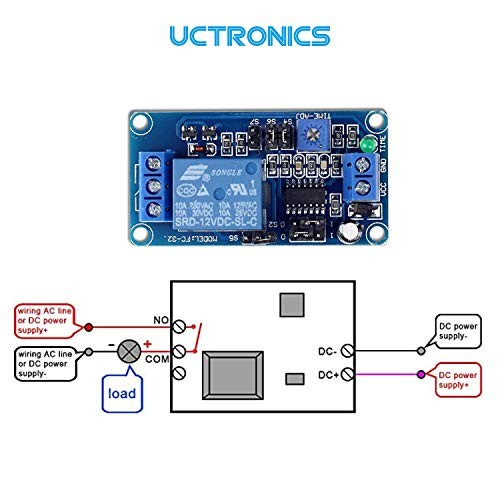 DC 12V Time Relay Module, On Delay and Off Delay for Automobile, Raspberry