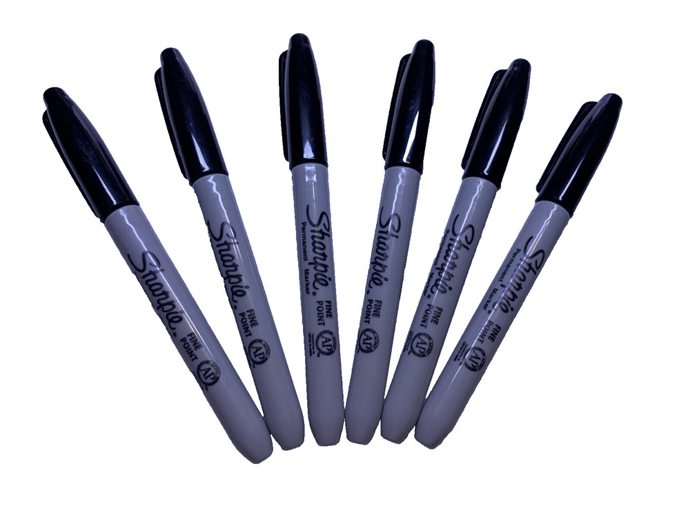 6 ) Count Sharpie Markers Fine Point Tip Black Permanent 30001 NWOB