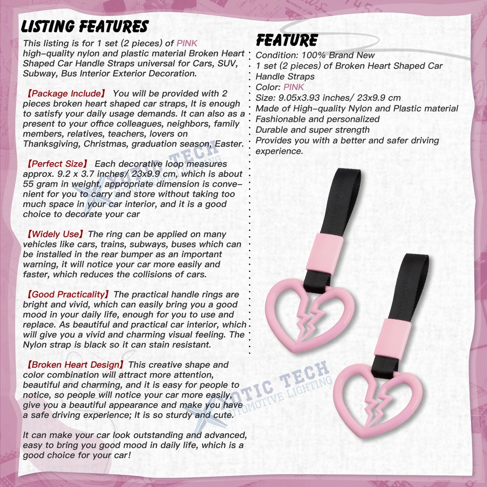 Tsurikawa Broken Heart JDM Drift Handle Ring Loop Bumper Warning Car Accessory