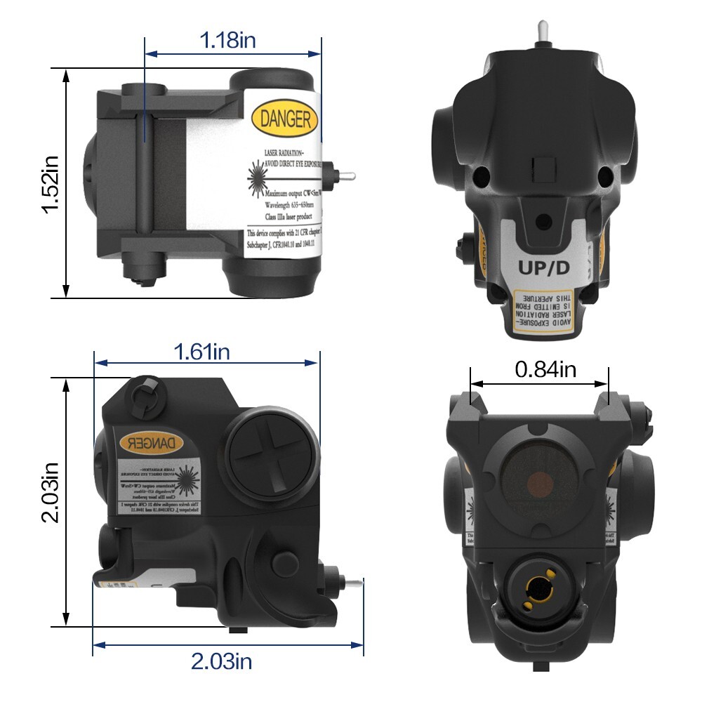 Laspur Sub Compact Rail Mount Green/Red Laser Sight with Flashlight Light combo