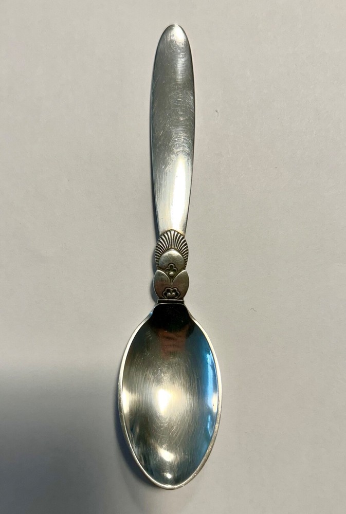 Vintage Georg Jensen, Denmark Cactus Pattern Sterling Silver Teaspoon