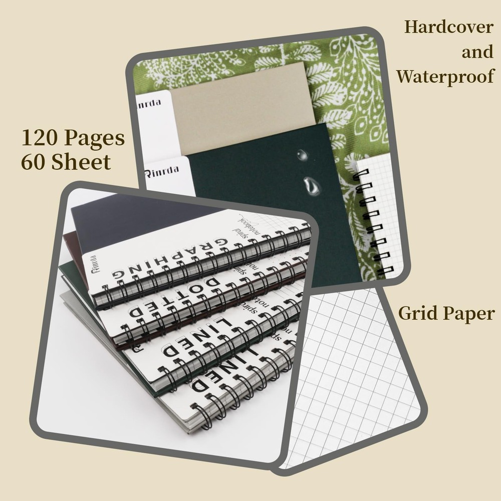 Graph Paper Notebook Spiral Notebook 8.5" x 11"-4 Pack Grid Paper Notebook Gr...
