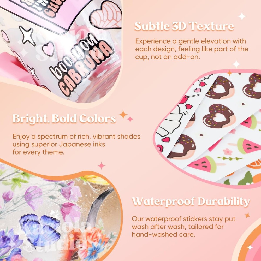 Kaciola Studio 26 Sheets Coffee UV DTF Cup Wrap -Ice Theme