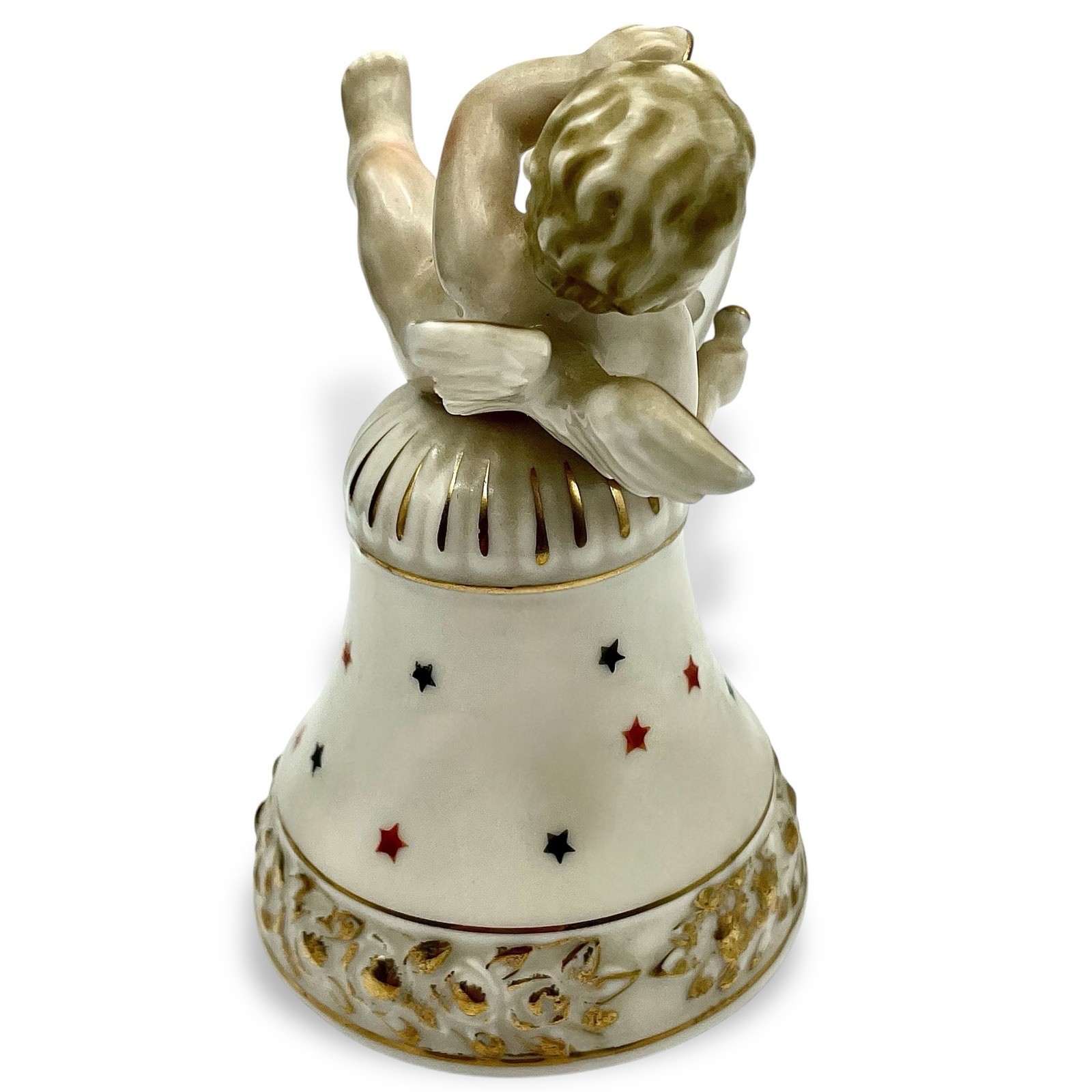Vtg MCM Ardalt Musician CHERUB ANGEL BELL Porcelain Cybal Drum Stars EUC Japan