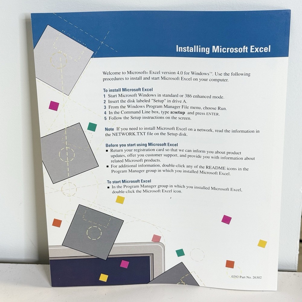 Microsoft Excel for Windows 4.0 Upgrade Version 3.0 Vintage Software READ ALL