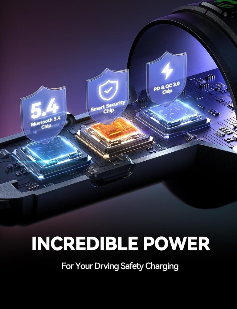 Bluetooth 5.4 FM Transmitter Car Adapter for iPhone 17 60W PD 3.0 Fast Charge...