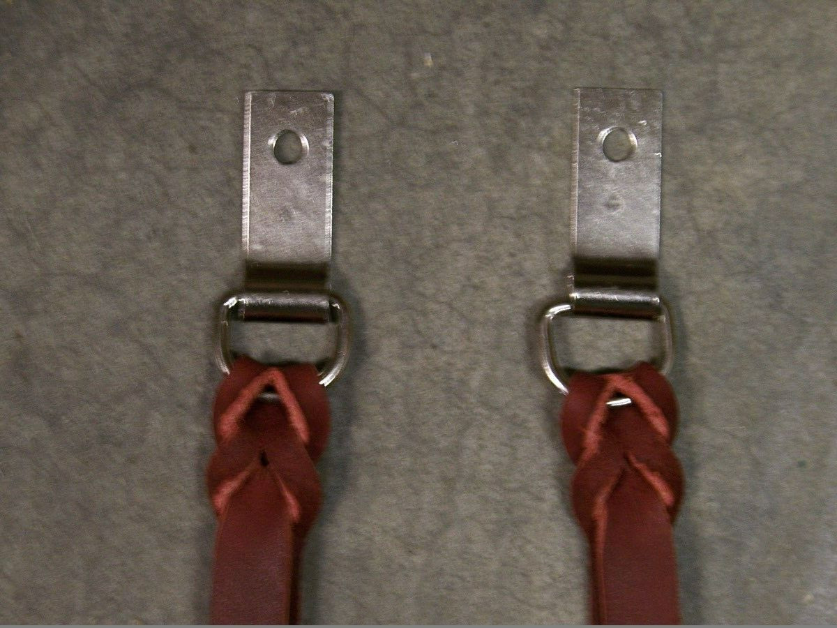 One Pair Leather Saddle Strings Clip & D-Ring Hardware 1/2" Wide Burgundy/Brown