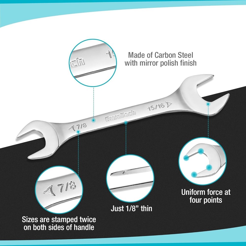 Durable Chrome Plated Super-Thin Wrench Set with Convenient Storage Pouch