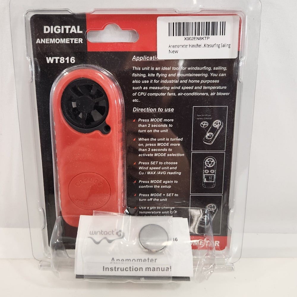 Wintact Digital Anemometer Wind Speed Temperature WT816 New Sealed