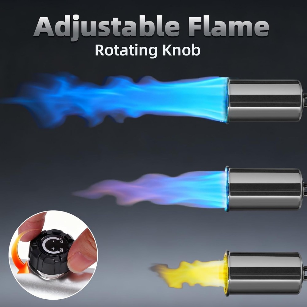 Powerful Propane Torch，Flame Thrower Gun With One-Touch Max Fire, Kitchen Coo...