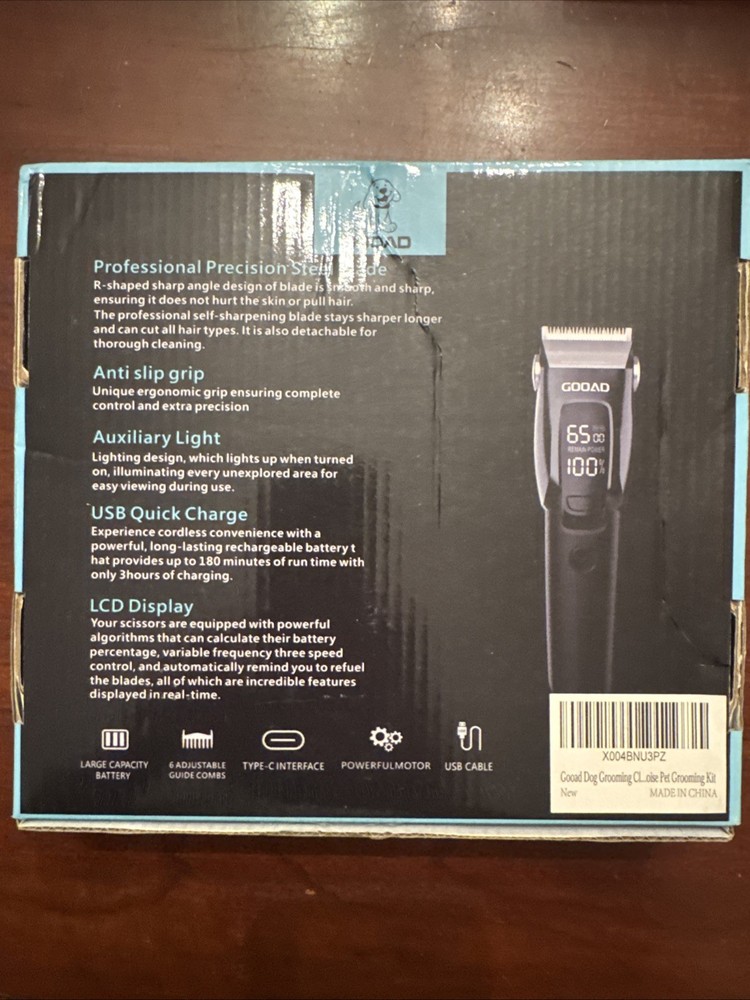 GOOAD Professional Pet Electric Trimmer Six Adjustable Guide Combs Dog Grooming