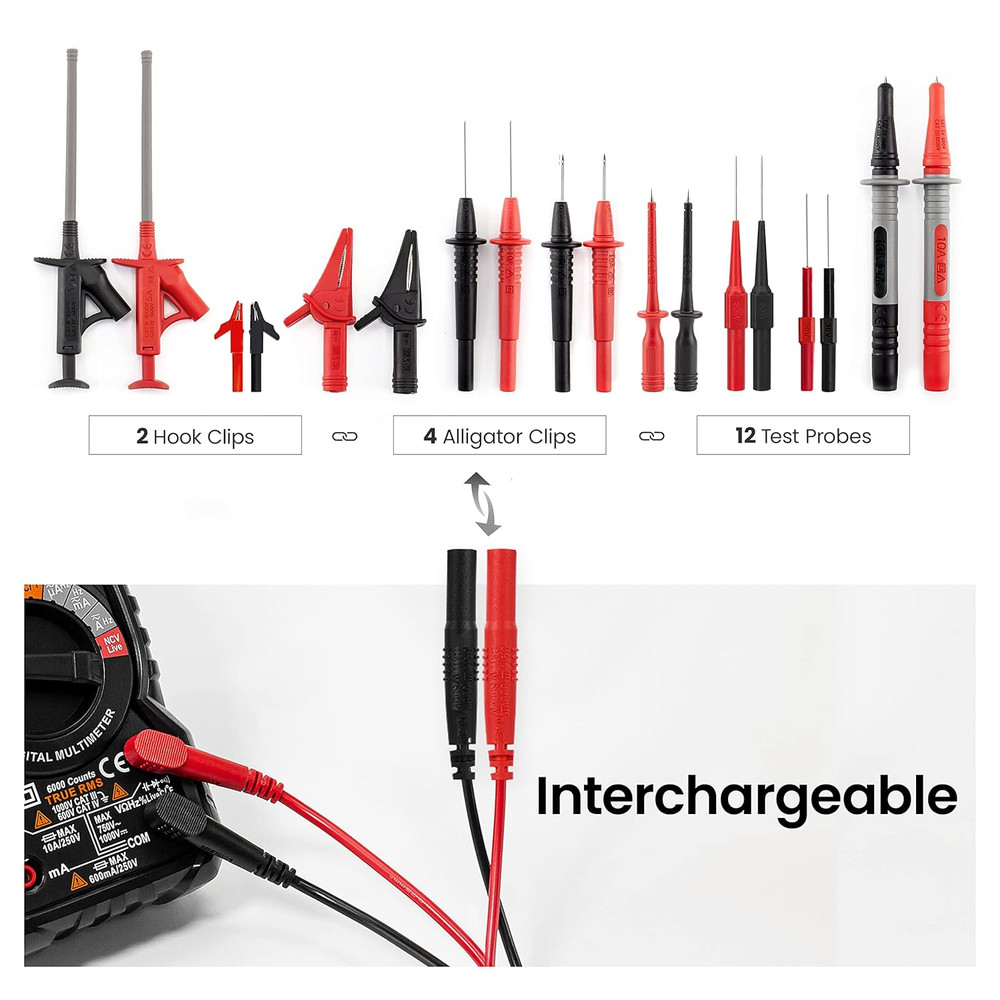 23PCS Multimeter Test Leads Kit with Replaceable Precision Probes Set and Alliga