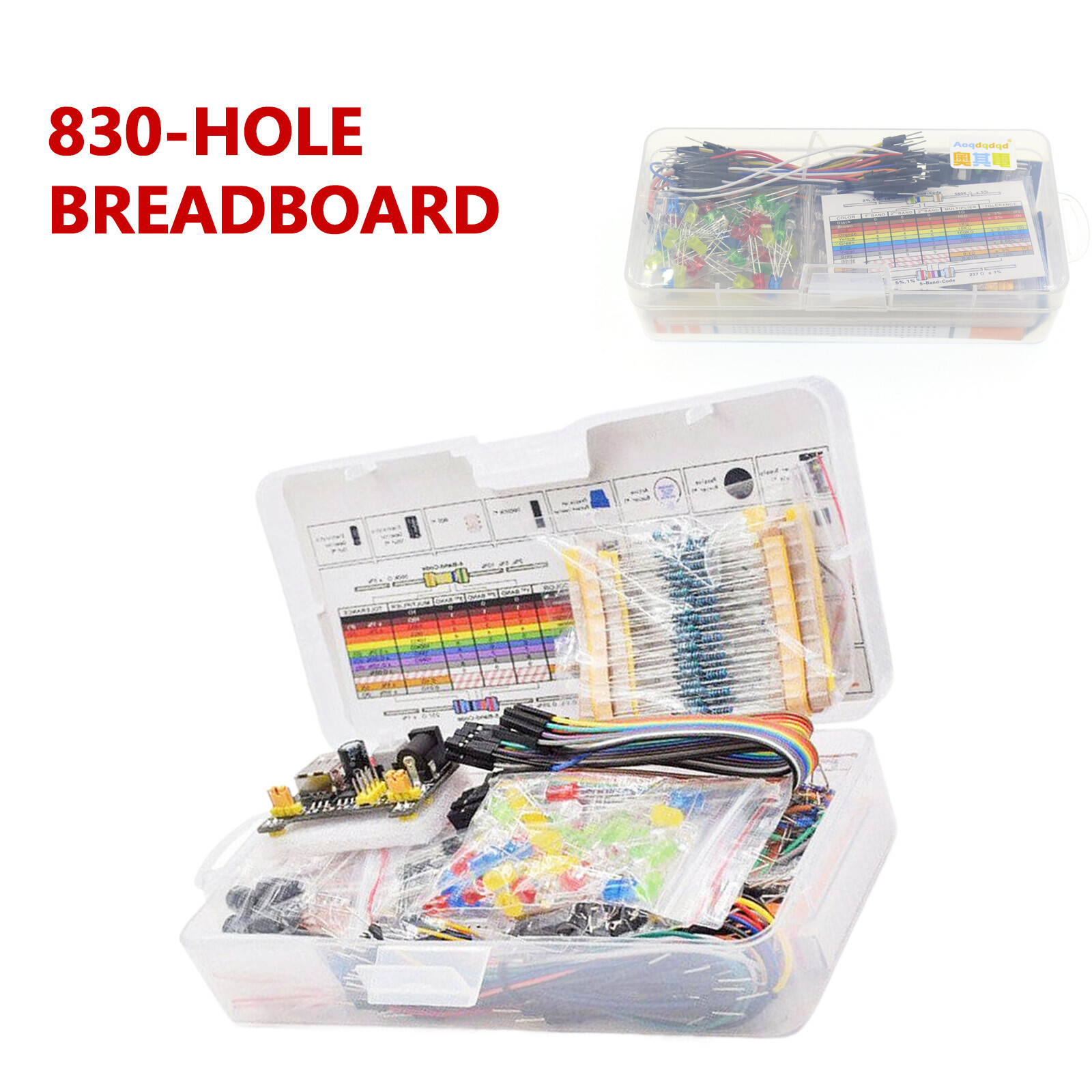 830Pcs DIY Electronic Starter Kit for Arduino UNO R3 with Breadboard & Component