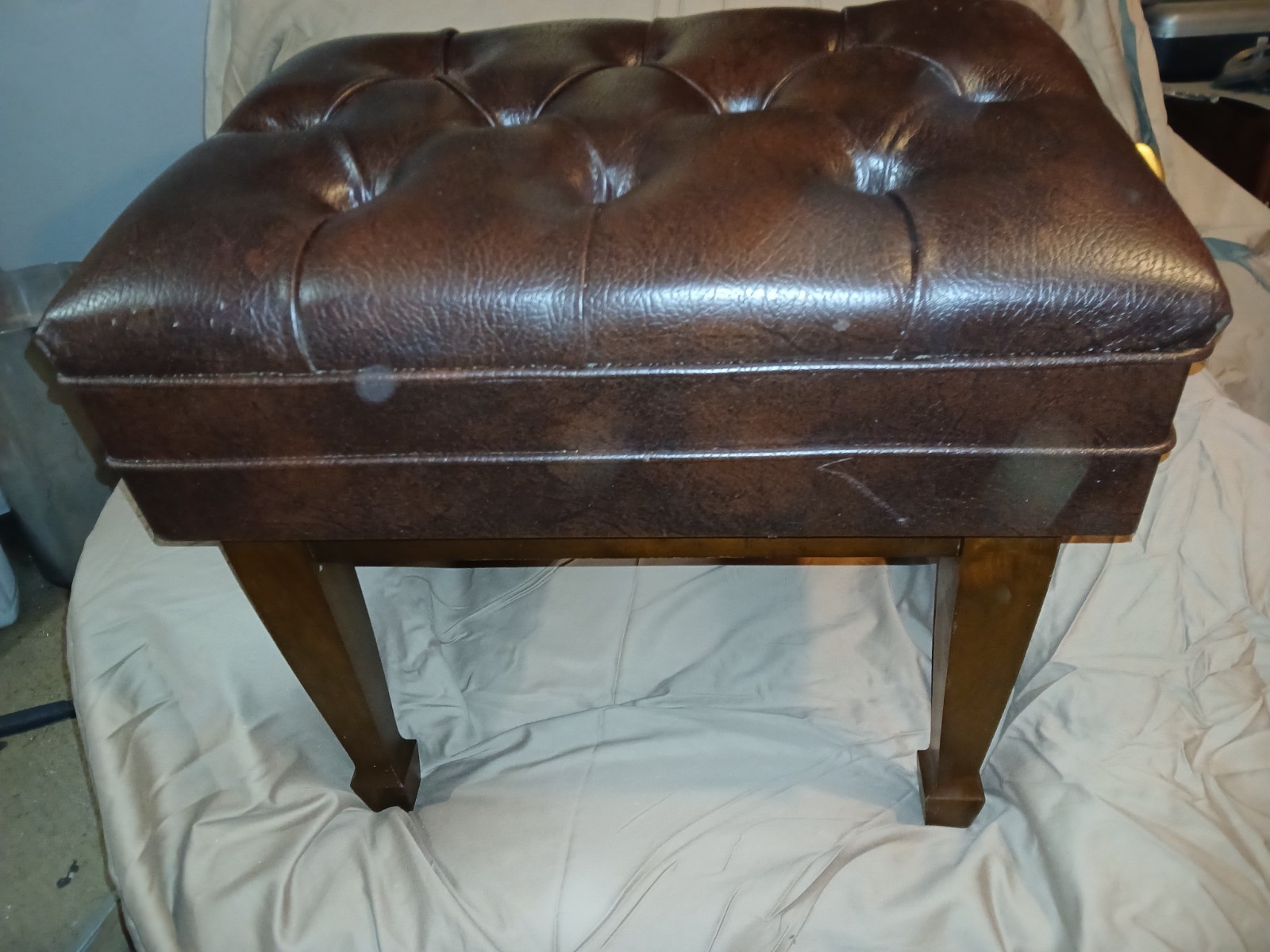 Vintage Piano Adjustable Leather Bench made in Germany free shipping