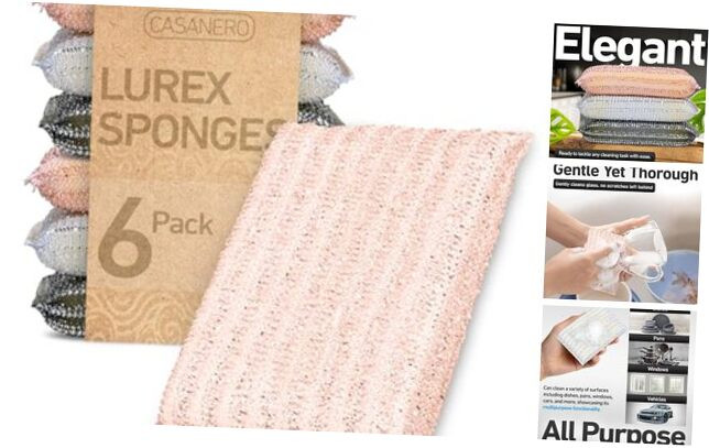 6-Pack Kitchen Scrubbing Sponges, Durable Non Scratch Heavy Duty Multi-Surface