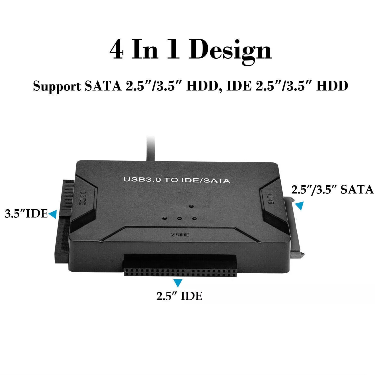 USB 3.0 to IDE & SATA Converter External Hard Drive Adapter Kit 2.5"/3.5" Cable