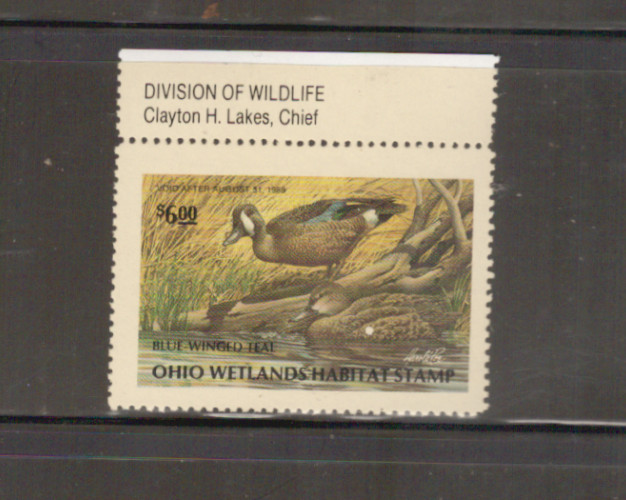 Ohio State Duck Stamp 1987 $6.00 at face value