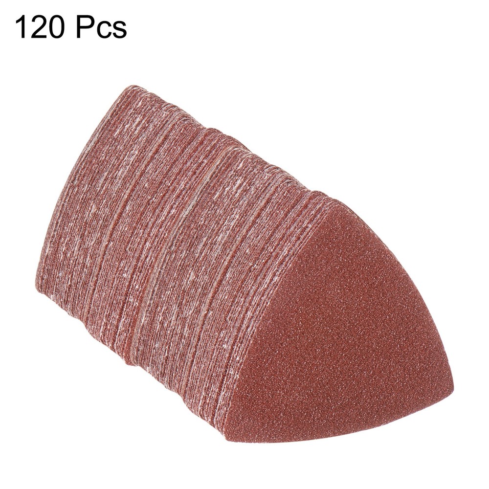120pcs 40 Grits 80mm Aluminum Oxide Triangular Hook & Loop Sandpapers Pads