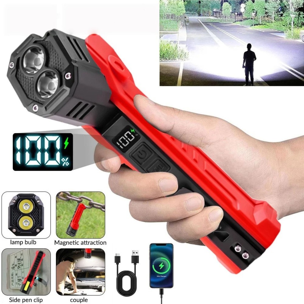 Portable Rechargeable LED Work Light 600LM Adjustable Flashlight Lamp Tool