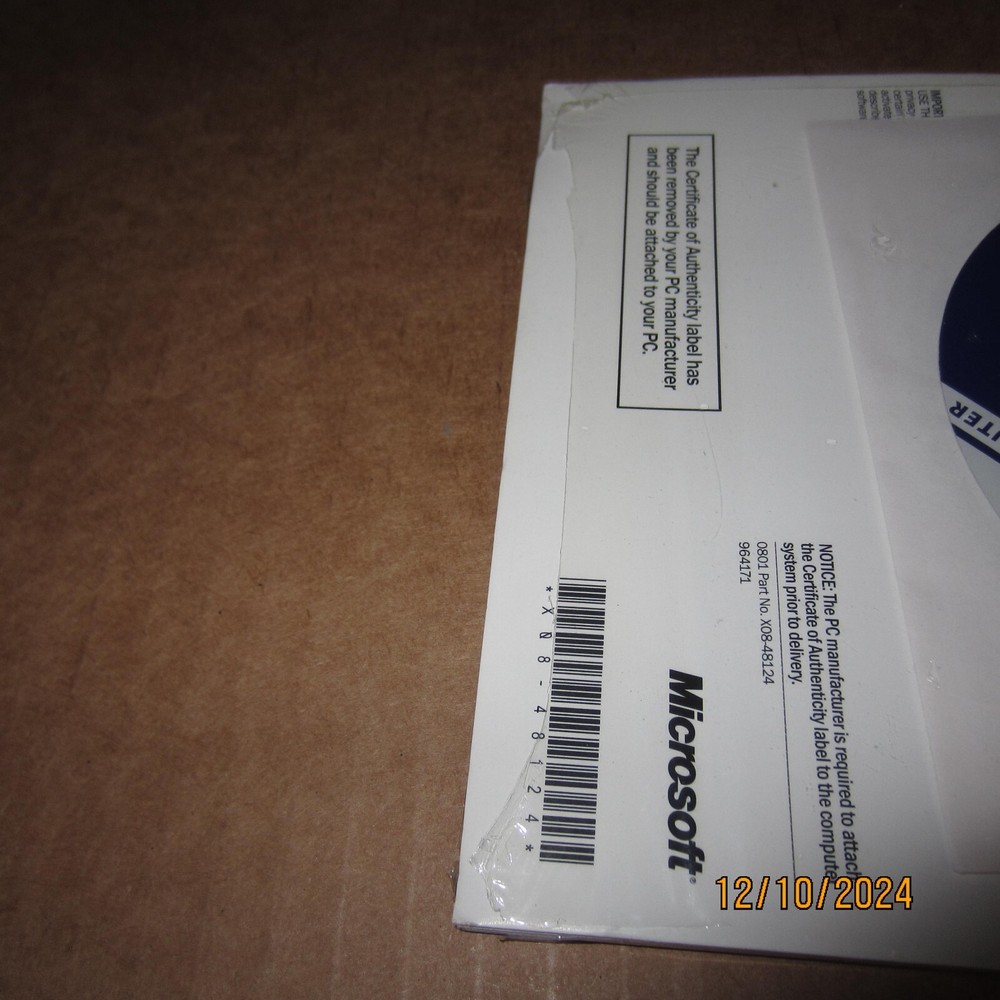 Sealed Microsoft Windows XP Professional Version 2002 NO Key Dell #3