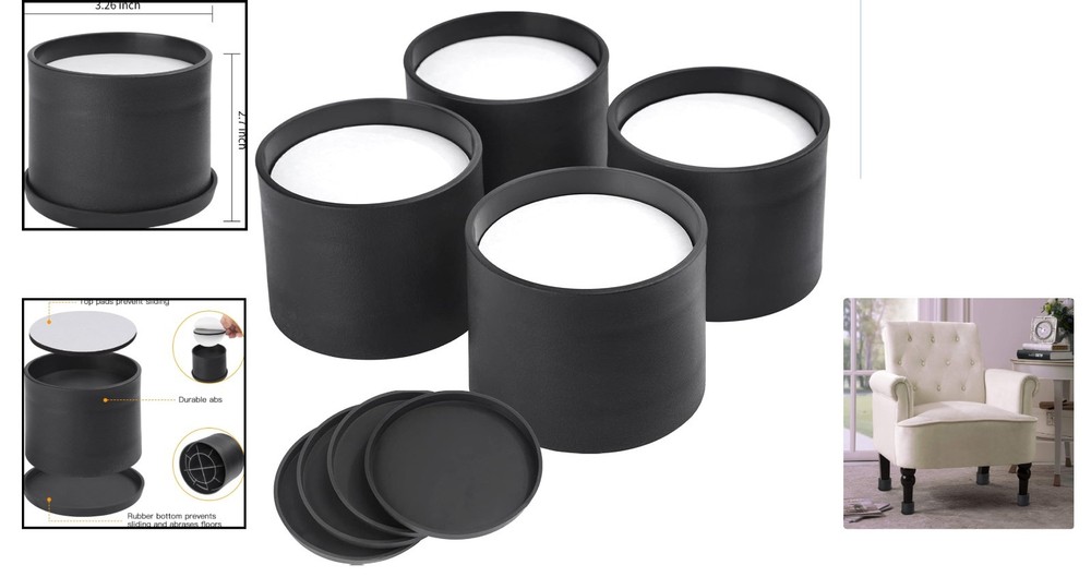 Heavy-Duty 2-Inch Bed Risers – Round Elevators for Dining Chairs and Small Couch