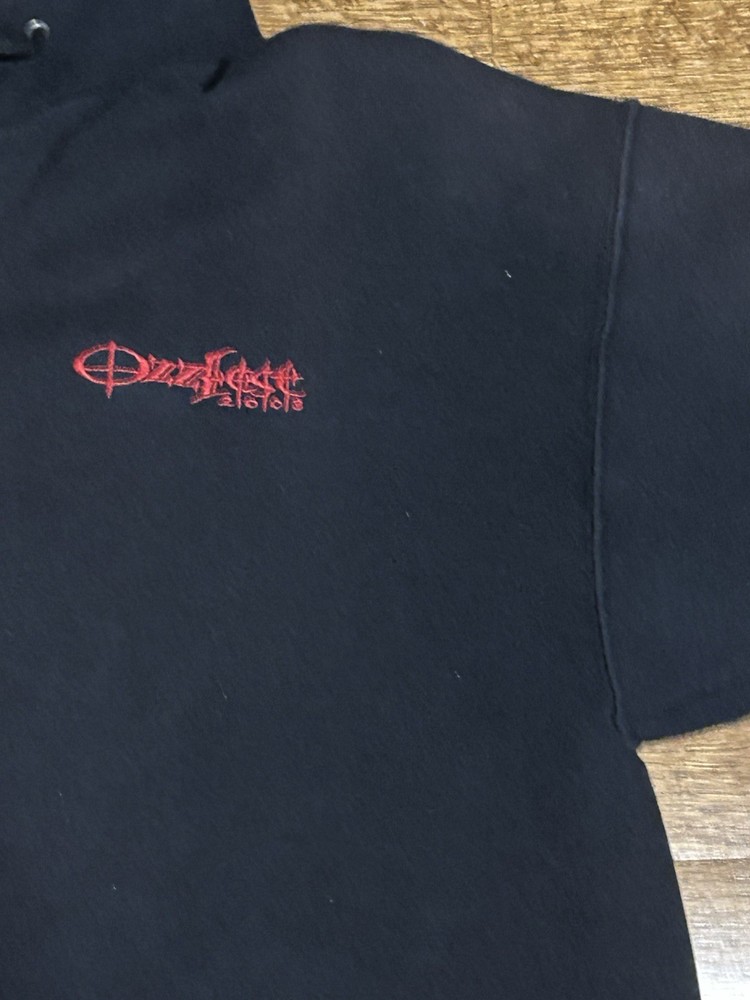 OZZFEST 2003 JACKET OZZY OSBOURNE XL WORN BLACK HOODIE FULL ZIP