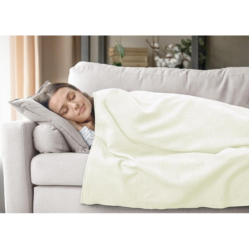 Cotton Thermal Blanket Soft Breathable Cozy Dobby Weave Waffle Pattern Oversized