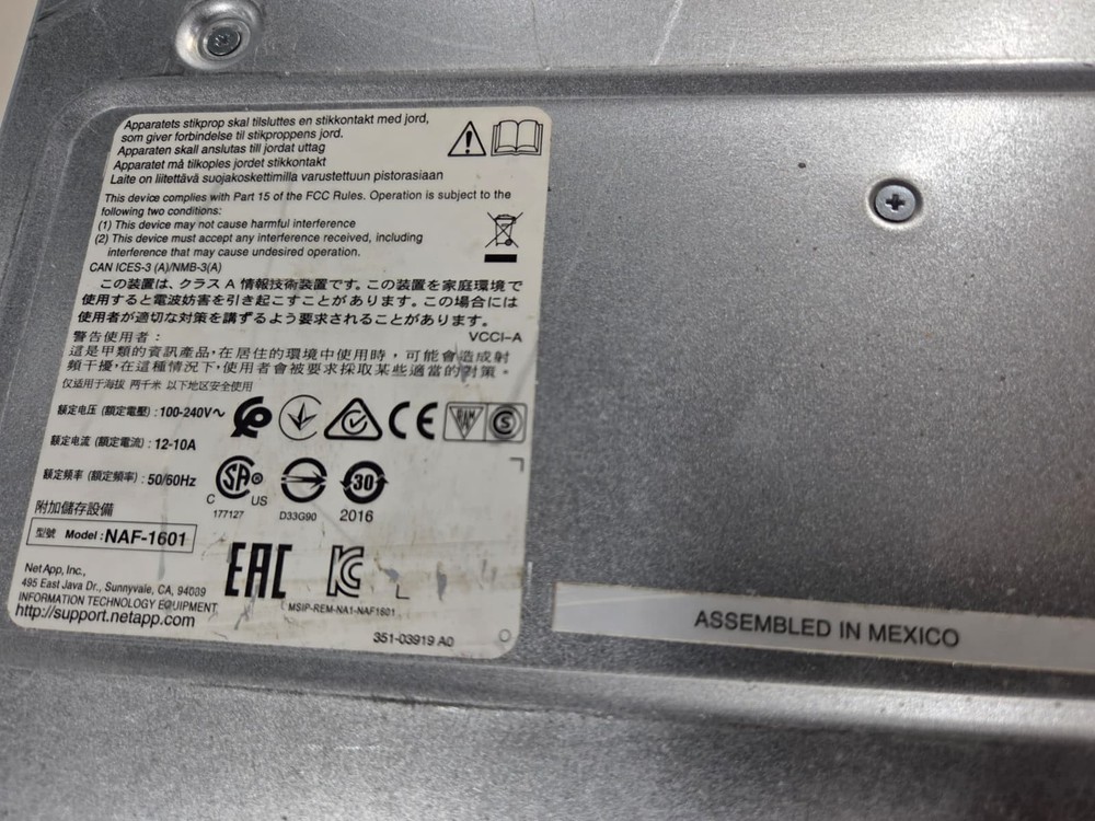 NetApp NAF-1601 Dual Controller Storage System–256GB ECC RAM –2x Network Modules