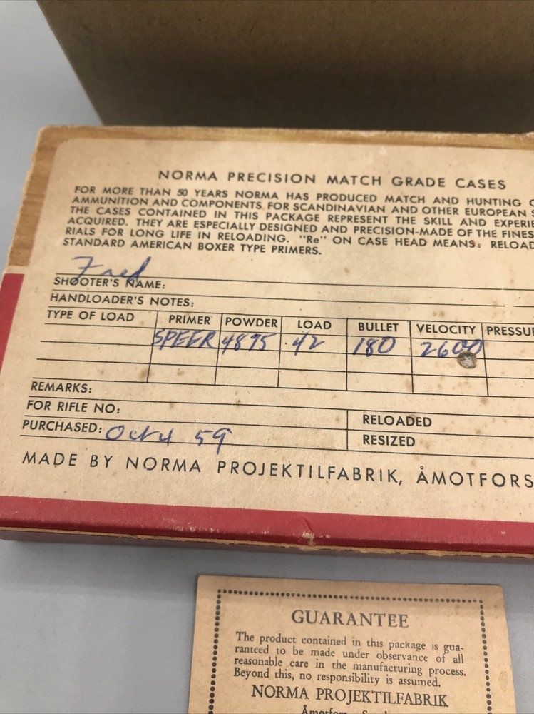 5 Boxes Vintage Norma Shell Casing 30-06 Box Dated 1959 Sweden