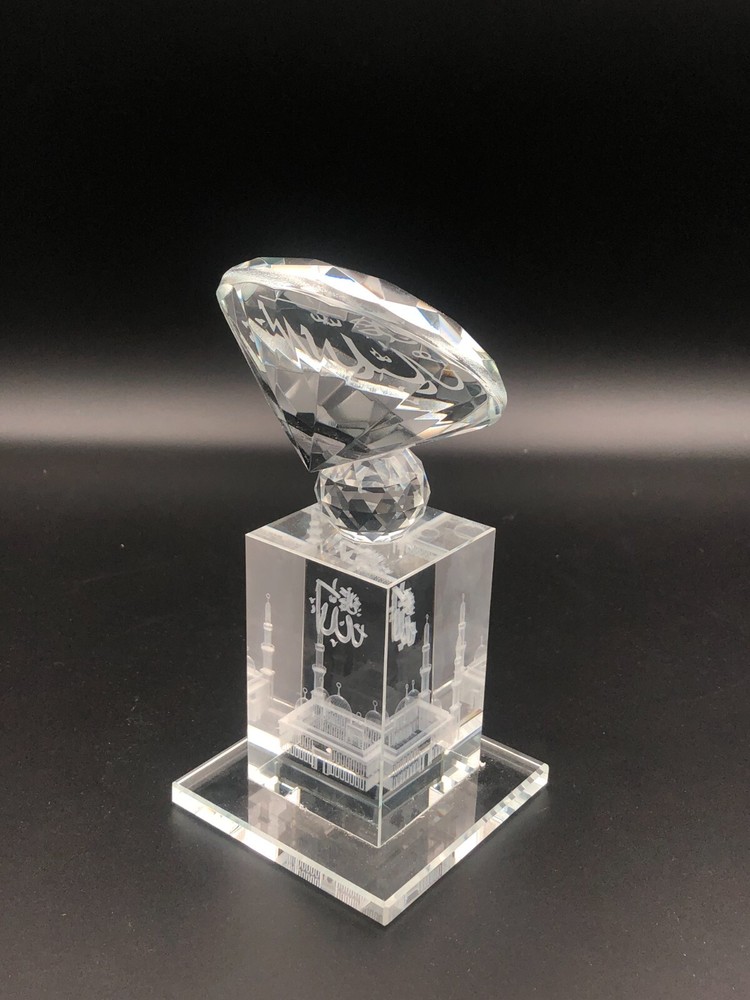 Hand Cut Allah Islamic Crystal religious Gift With Box