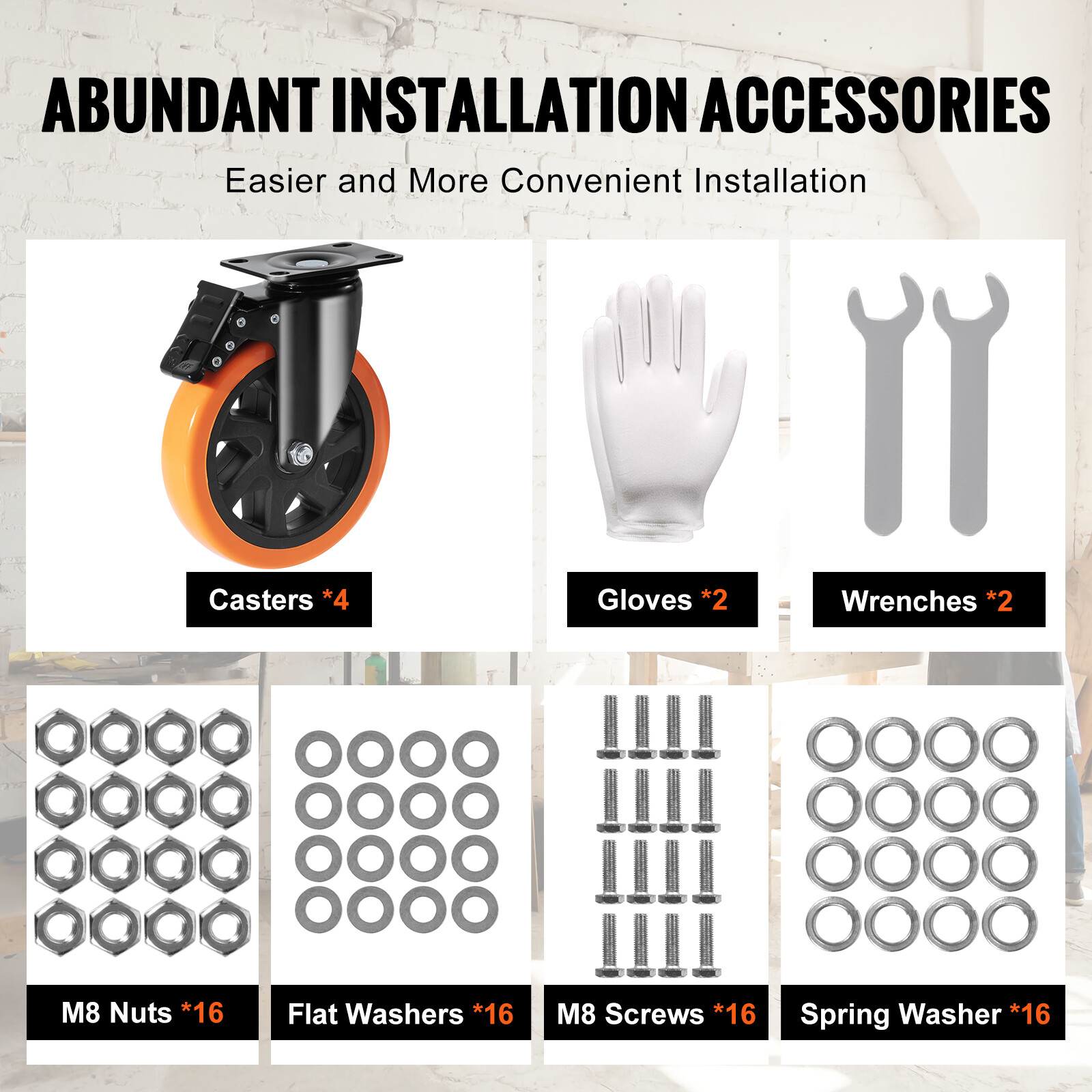 VEVOR 4 Pcs 6" Caster Wheels Swivel Plate Caster Heavy Duty 2800 lbs,Non-Marking