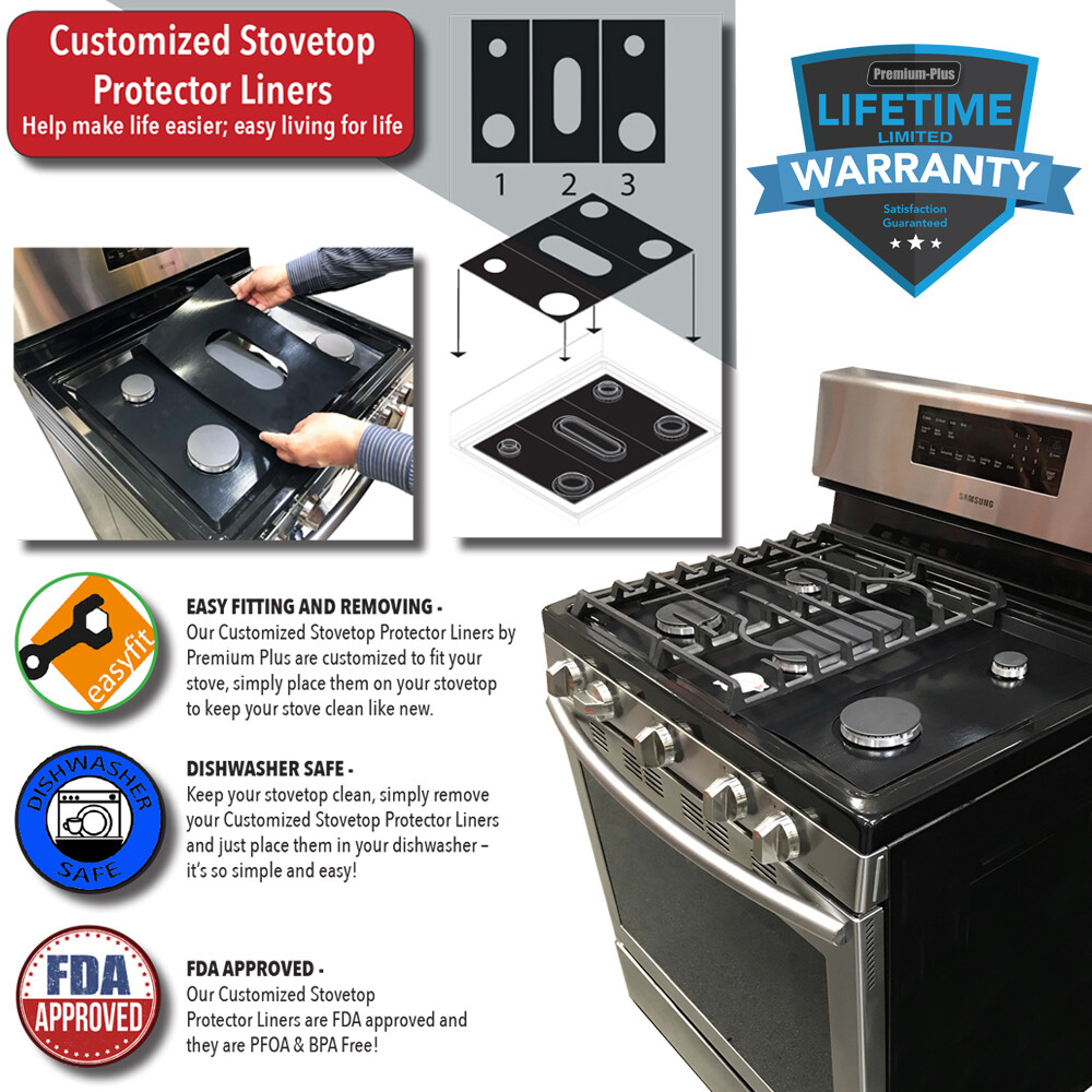 GE Gas Stove Protectors, Custom cut to fit your Stove, Lifetime Warranty