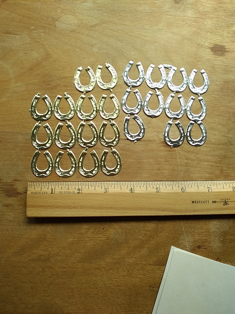 German Dresden Foil Horseshoes Gold Silver Victorian Crafts