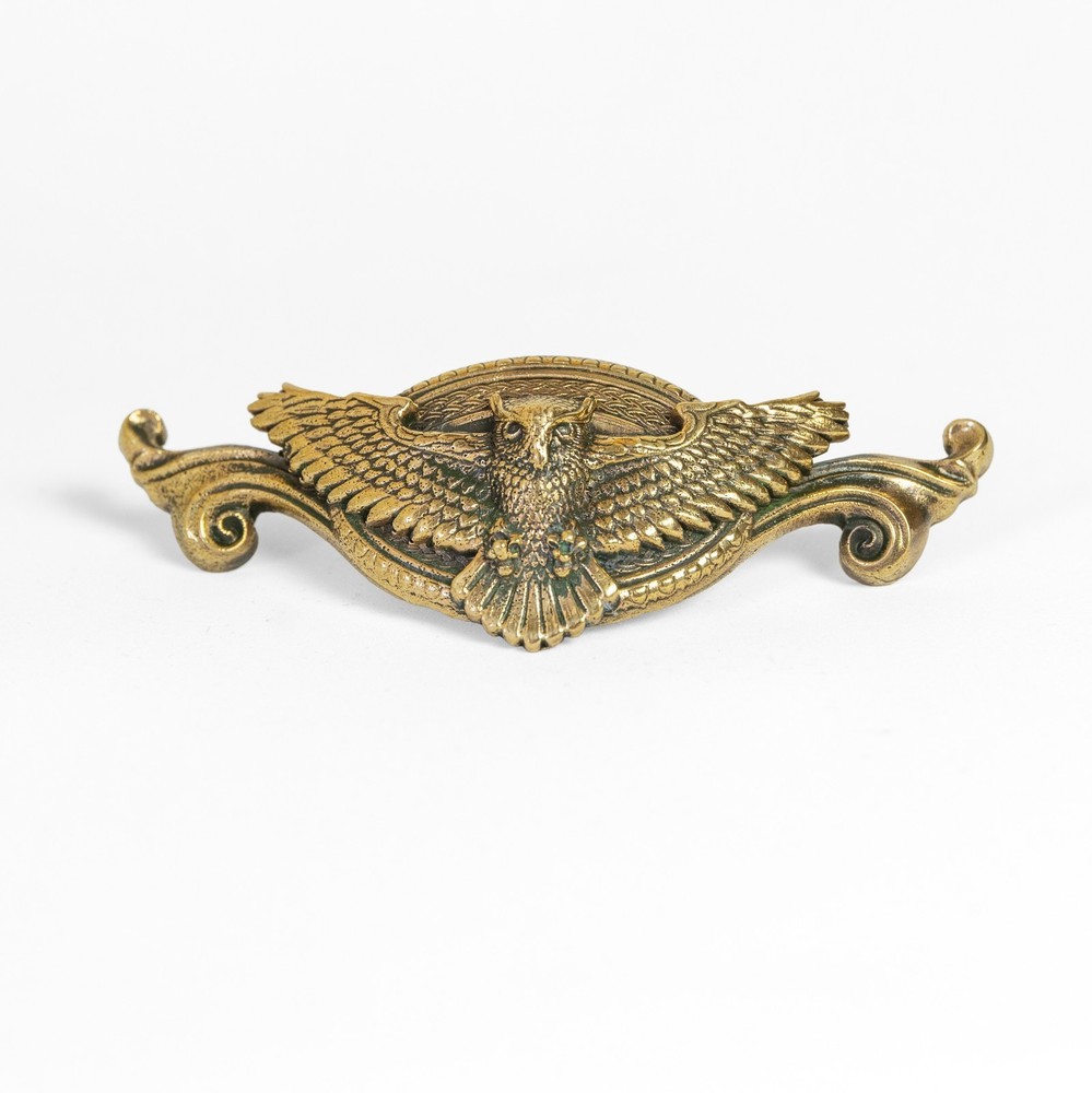 “Flying owl” vintage solid brass cabinet handle – dresser drawer pull, handmade