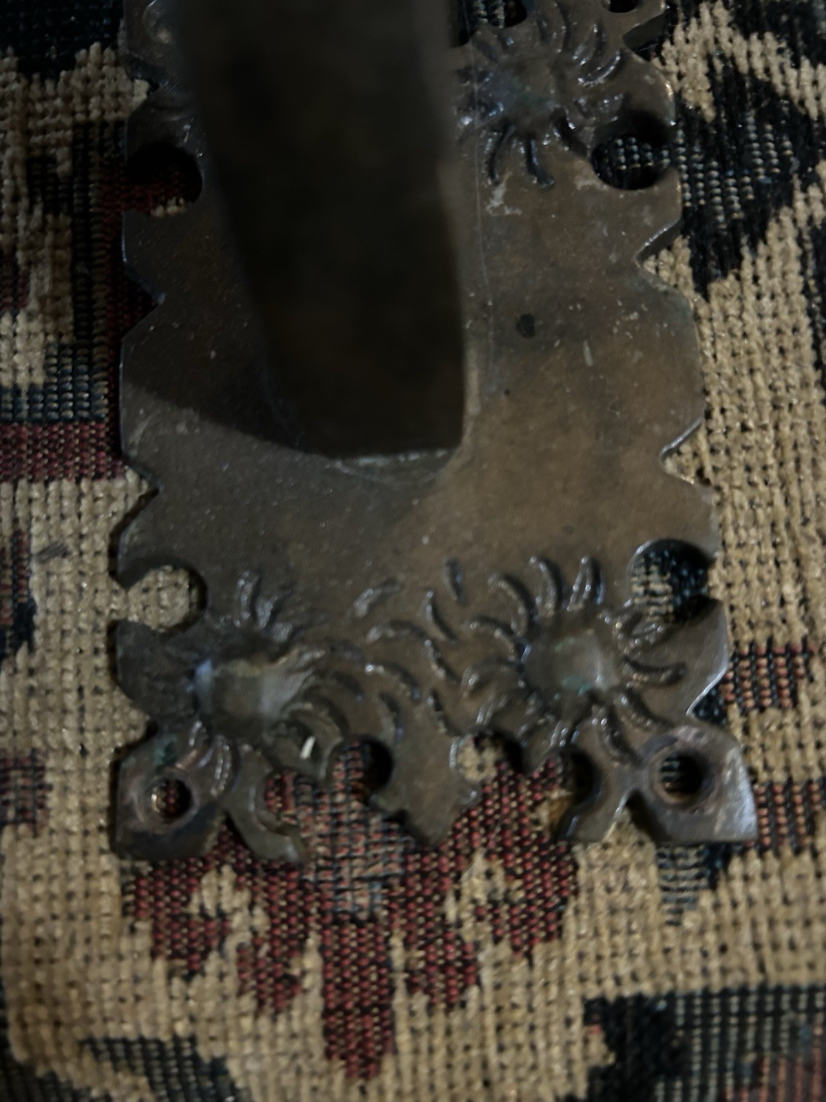 Antique Brass Door Pull With Hole For Knob