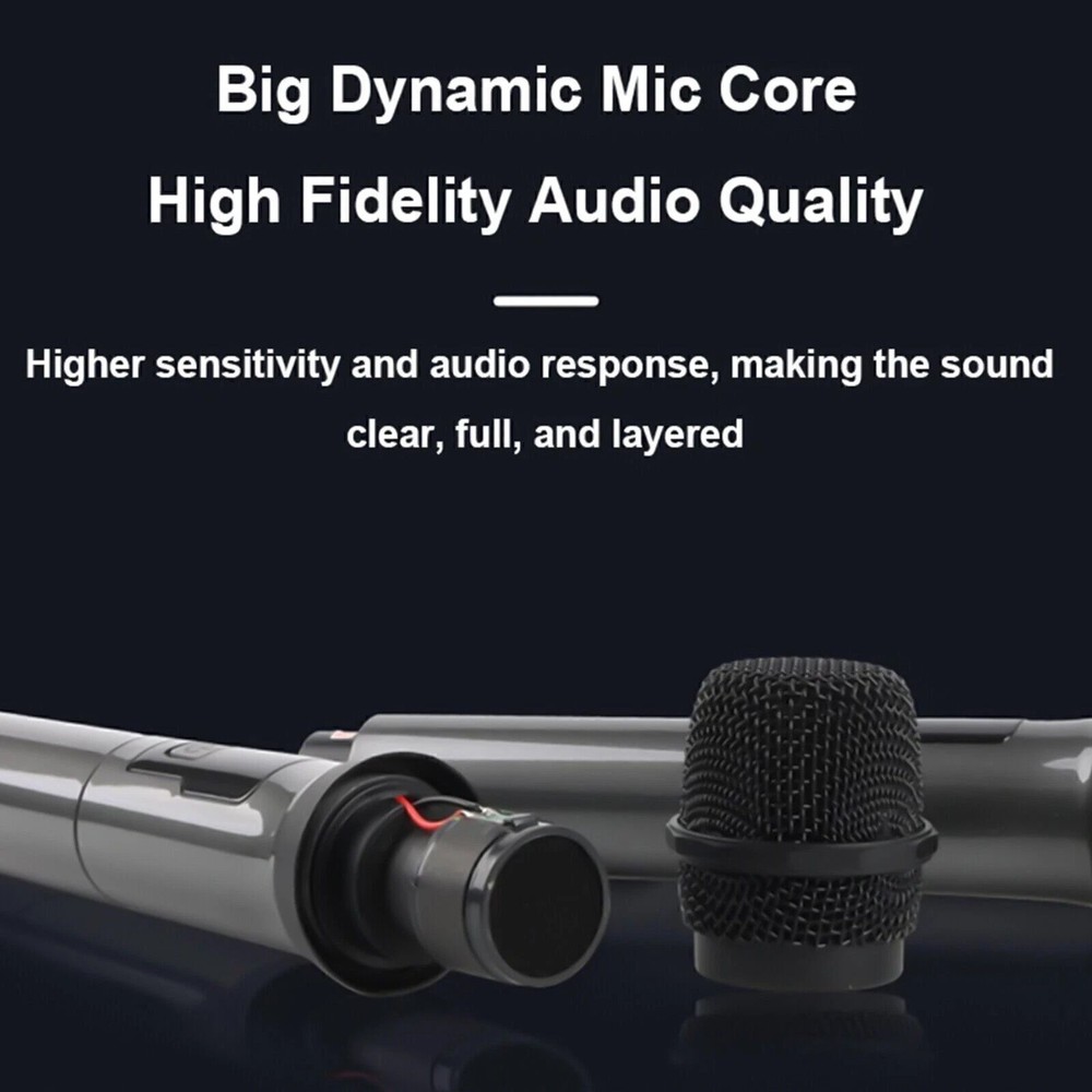 2PCS Wireless VHF Professional Microphone Handheld Mic System Karaoke w/Receiver