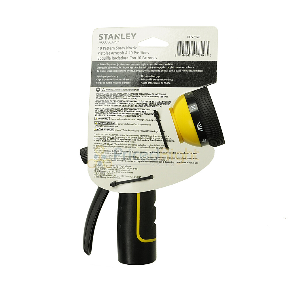 Garden Hose Spray Nozzle Adjustable 10 Spray Patterns Stanley Accuscape BDS7876