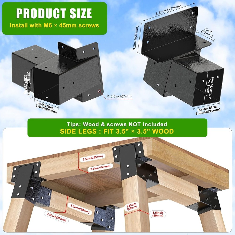 Heavy Duty Deer Stand Brackets, 4X4 Compound Angle Bracket, Powder Coated Elevat
