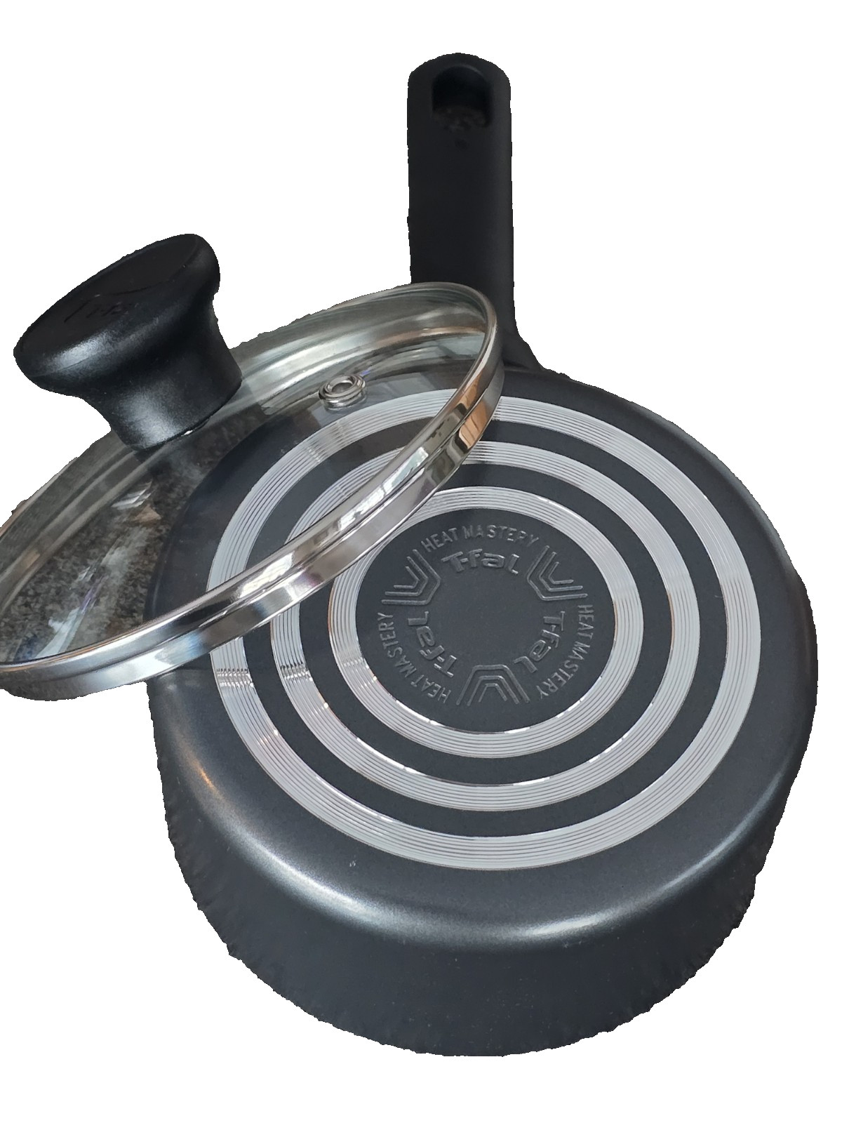 T-FAL ~ GREY ~ 2 Quart Covered Saucepan ~ Vented Lid ~ Measurement Markers