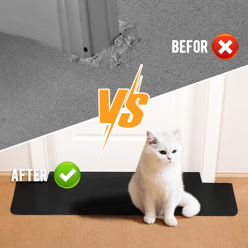 2PCS Black 3.6FT Carpet Protector, Round Corner, Plastic, Doorway, Cat Scratch