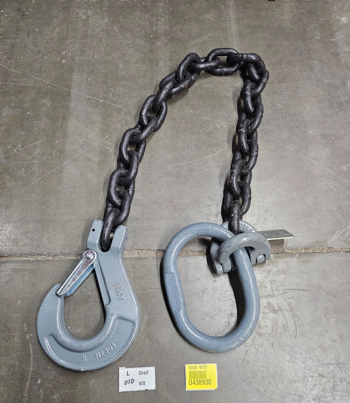 Single Leg Chain Sling 5/8" x 5 FT Grade 100 22,600 lbs WLL Vertical Type SOS
