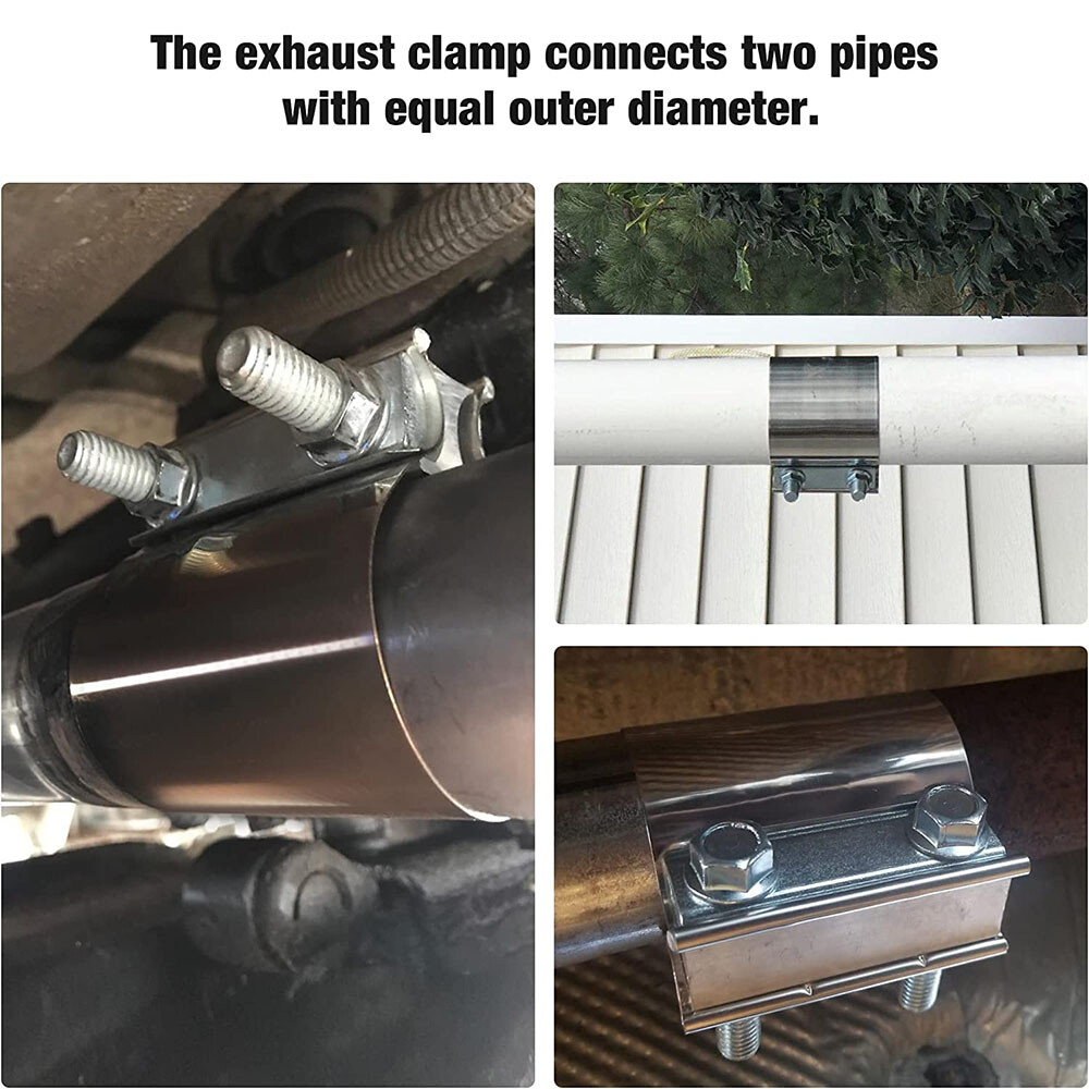 2x Exhaust Clamp 2Inch Butt Joint Exhaust Muffler Clamp Band For Pipe Connection