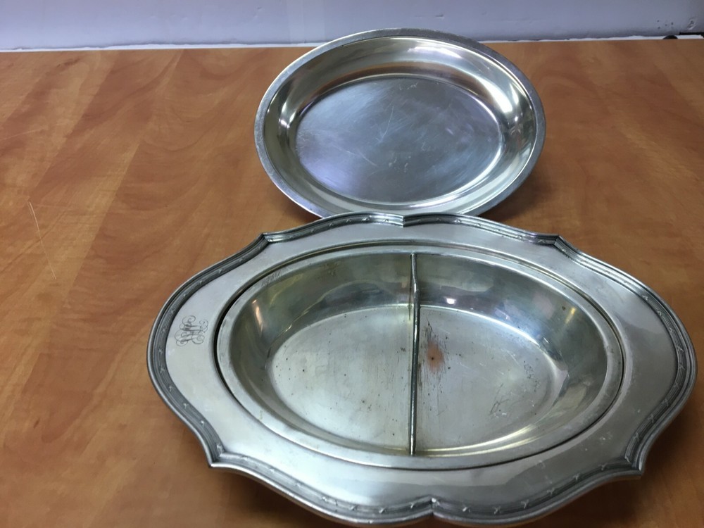 Vintage Sheffield Silver Co Divided Vegetable Serving Bowl Dish with Lid #2225
