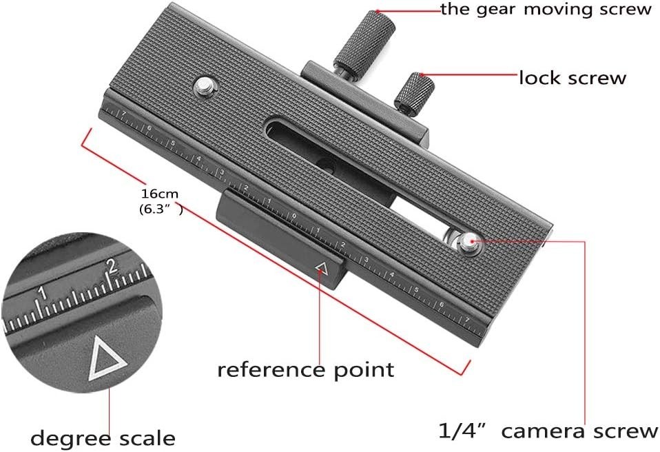 Two Way Macro Focus Rail Slider 16cm for Close Up Photography Adjustable Knobs