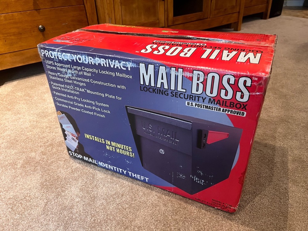 Mail Boss 7106 - Locking Post Mount Mailbox  Reinforced Patented - Black