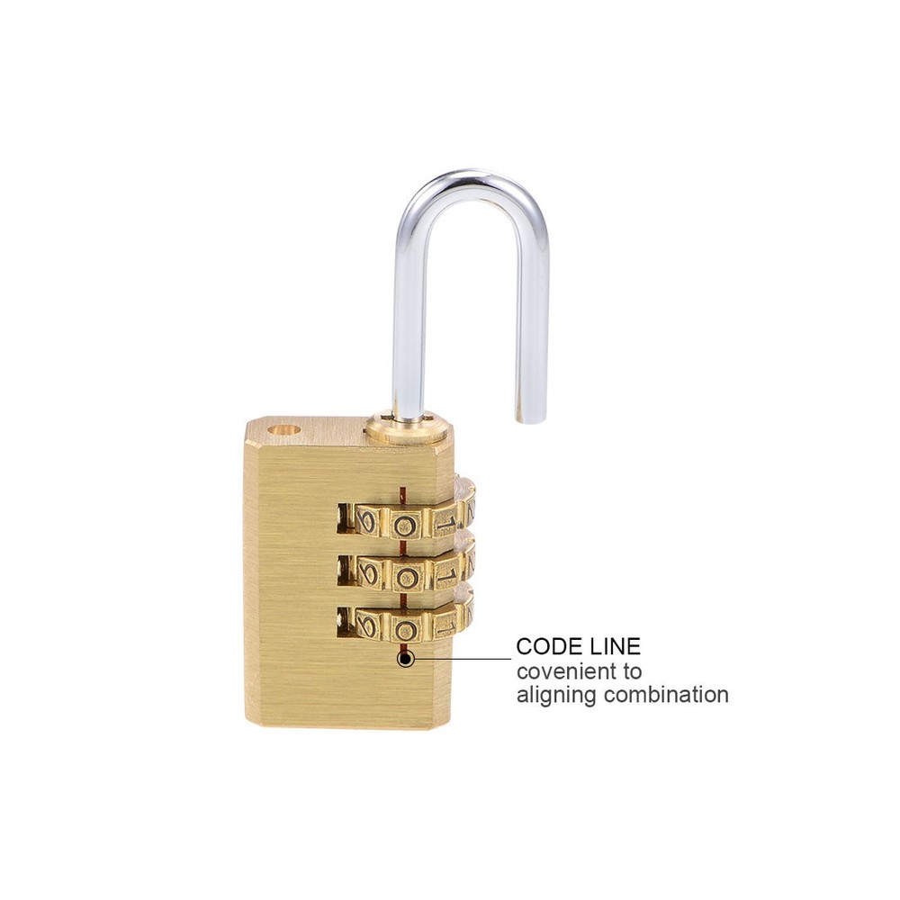 3 Digit Combination Padlock Brass Locks 3mm Shackle Diameter 2Pcs